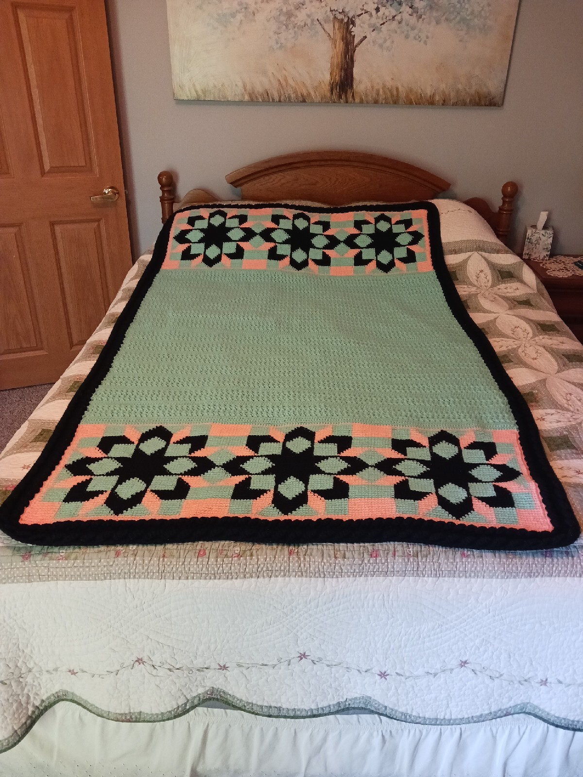 afghan blanket Hand Crocheted 72 X 43