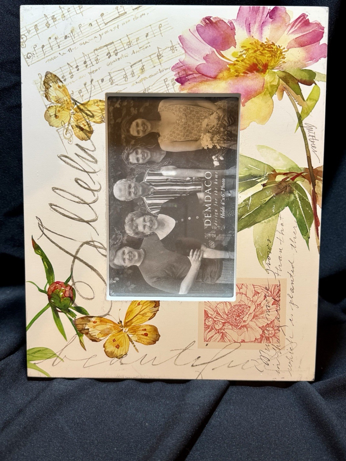 DEMDACO More Than a Promise PEONY Floral 4×6 Wood Frame Universal Orientation