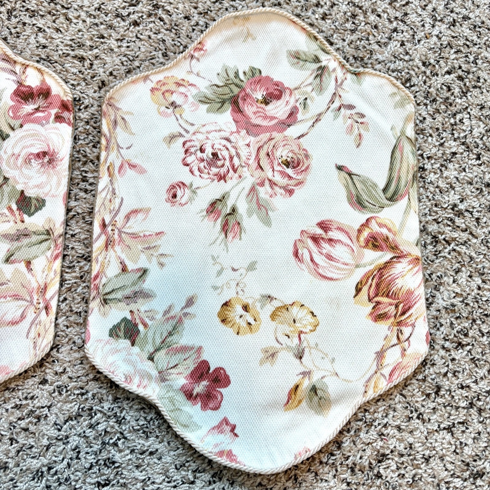 Vintage Floral Chair Arm Covers Pair Cottagecore Rose Print Armrest Protectors
