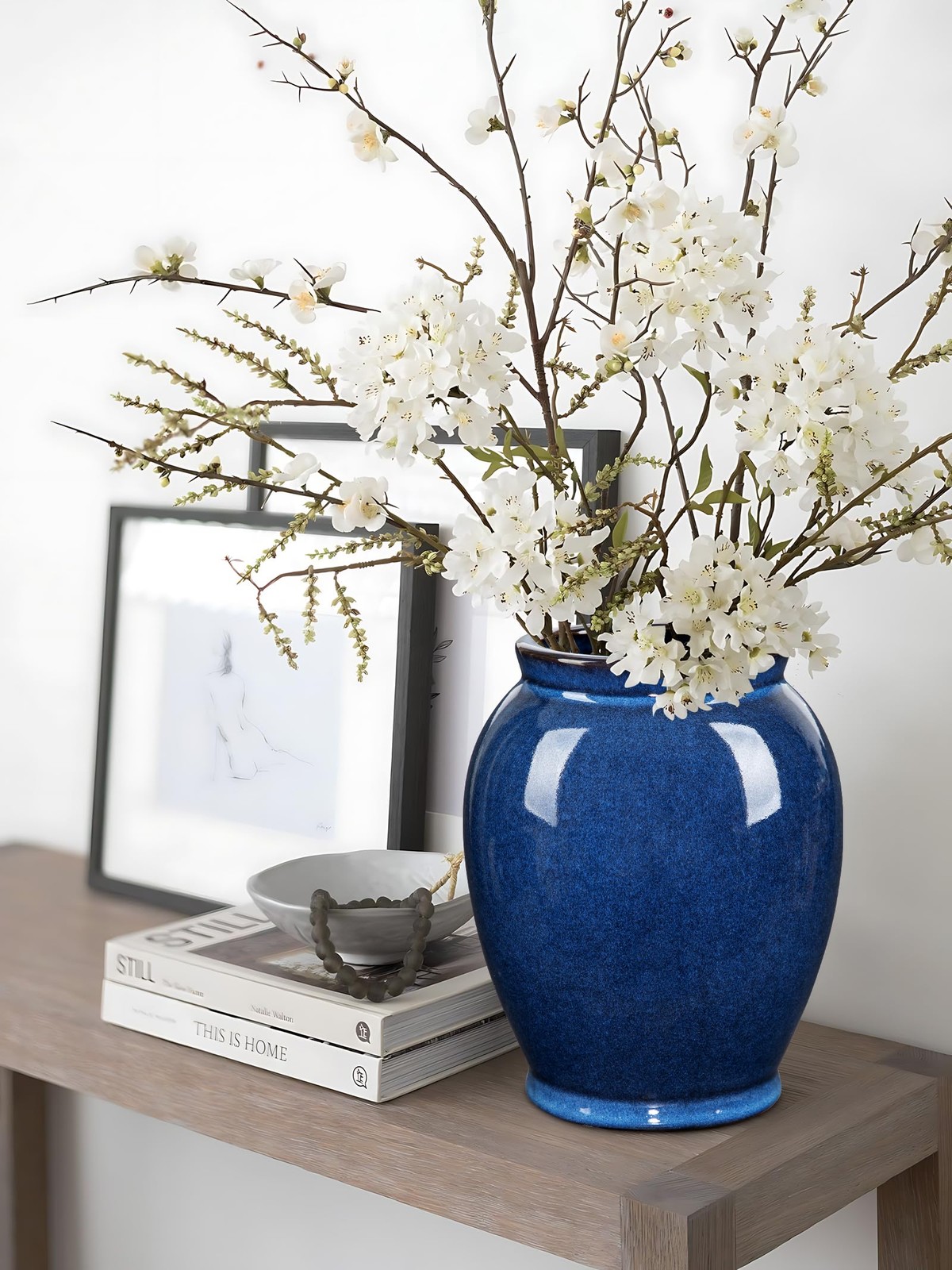 Blue Large Ceramic Vases for Flowers Navy Blue Glazed Pottery Vases Rustic Mo…