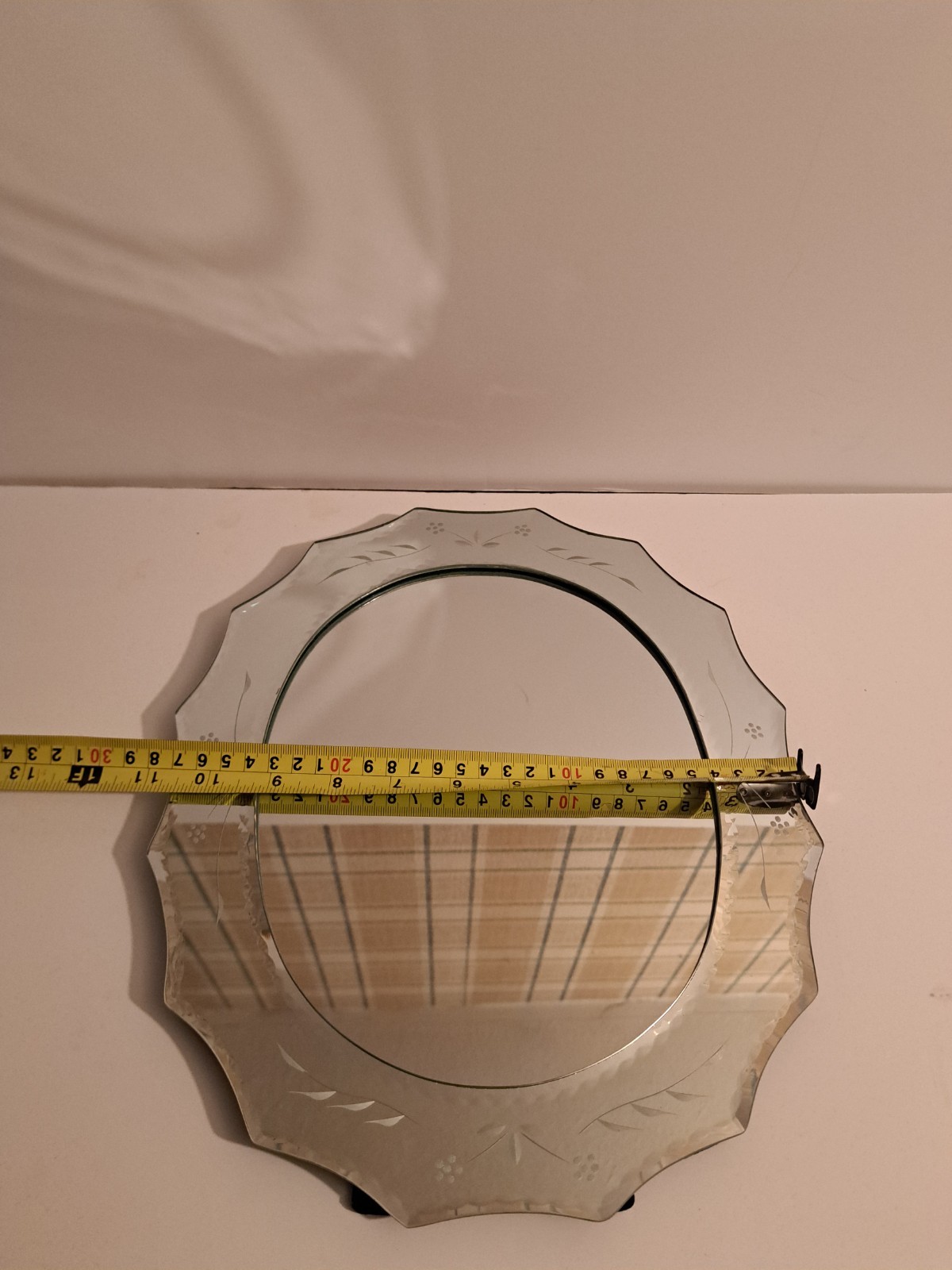 Vintage MIRROR DECORATIVE SMALL ETCHED Accent Flowers & Decorative Border