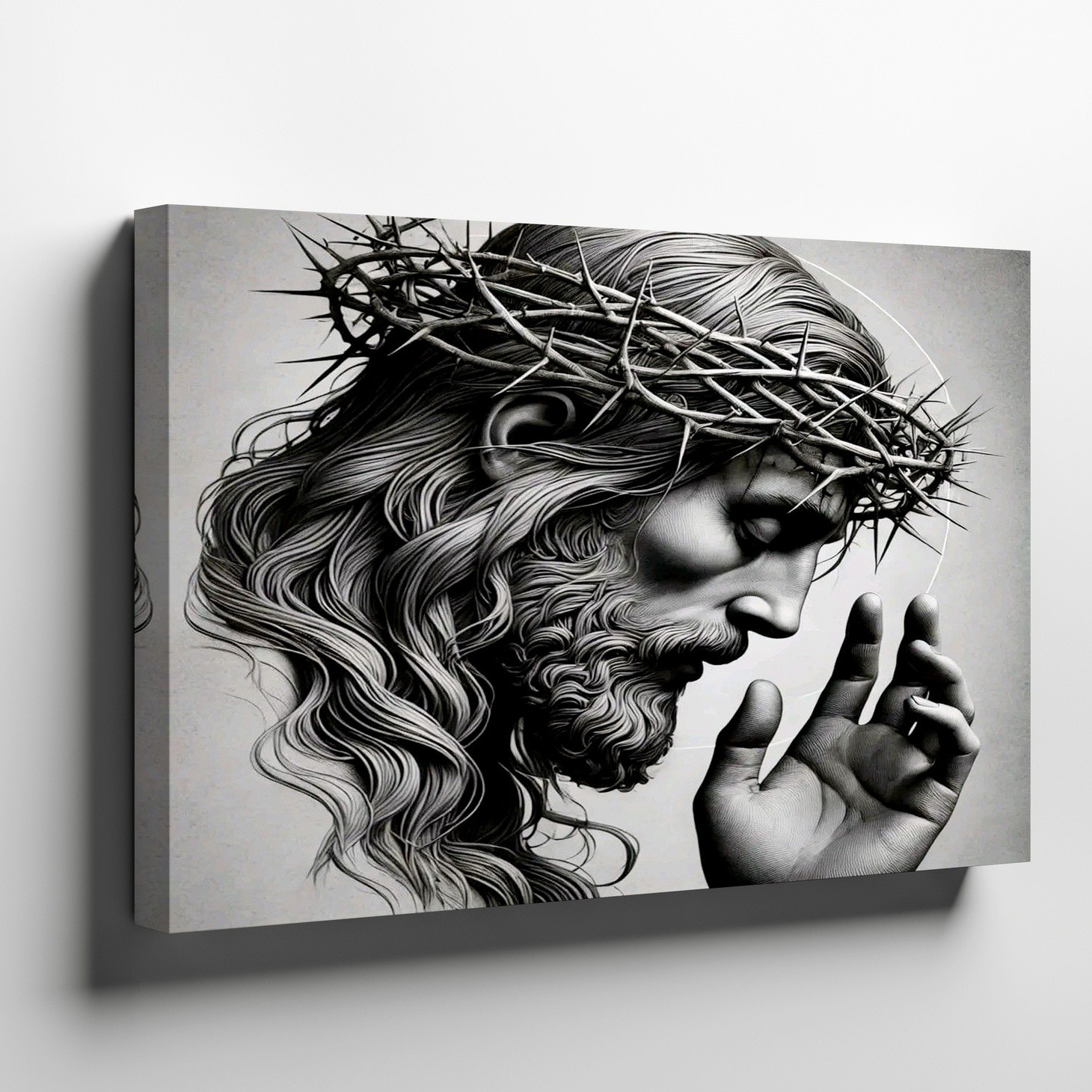 Jesus Christ with Crown of Thorns Religious Wall Art Canvas Print for Home Decor