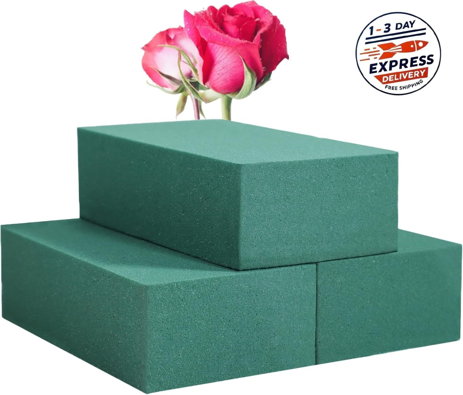 Bloques de espuma floral (6″L x 3,38″W x 1,85″H) Verde, 3 piezas cada uno