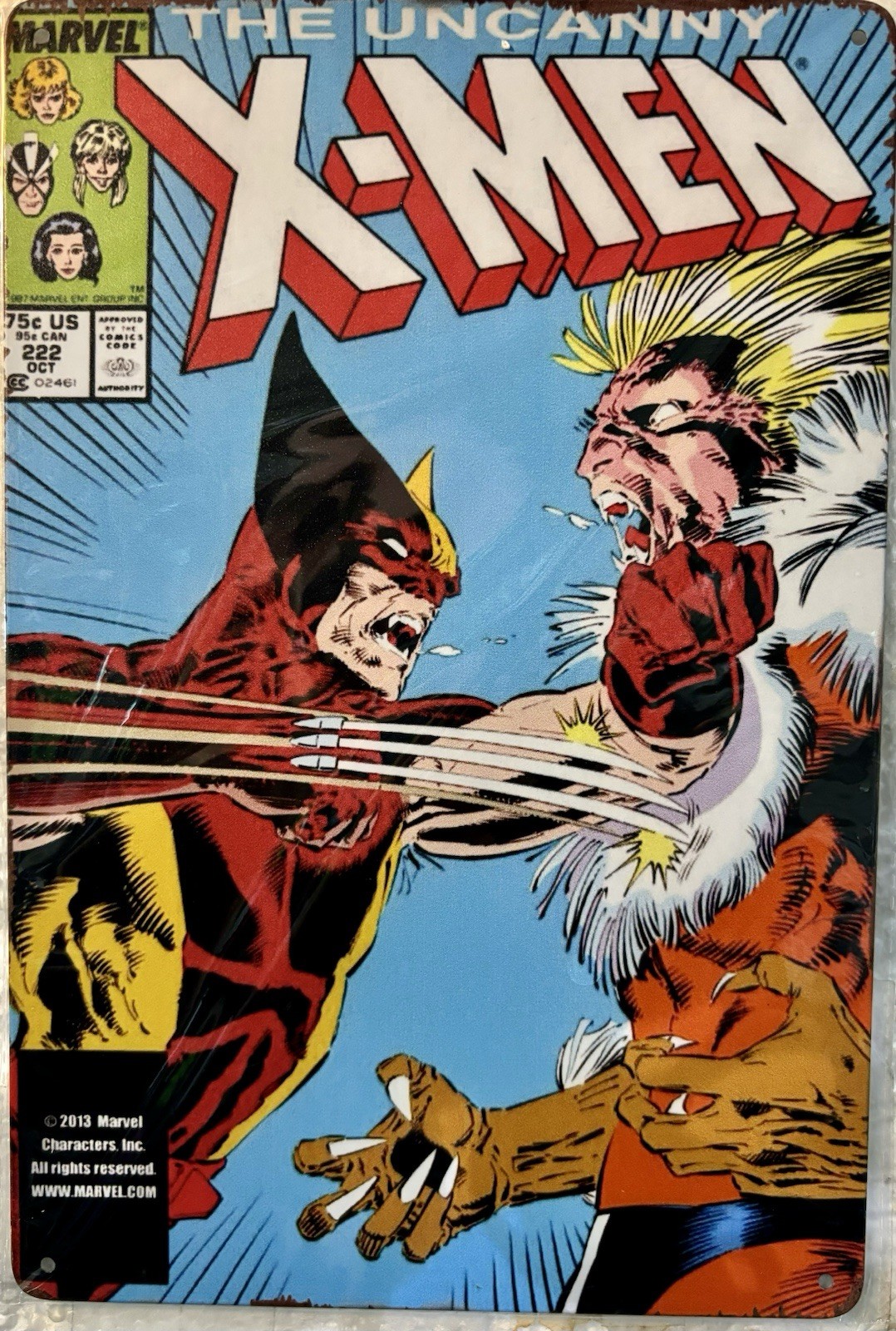 TIN SIGN 8×12 X-men Superhero Marvel Comic Book Wolverine Fighting Claws DD5