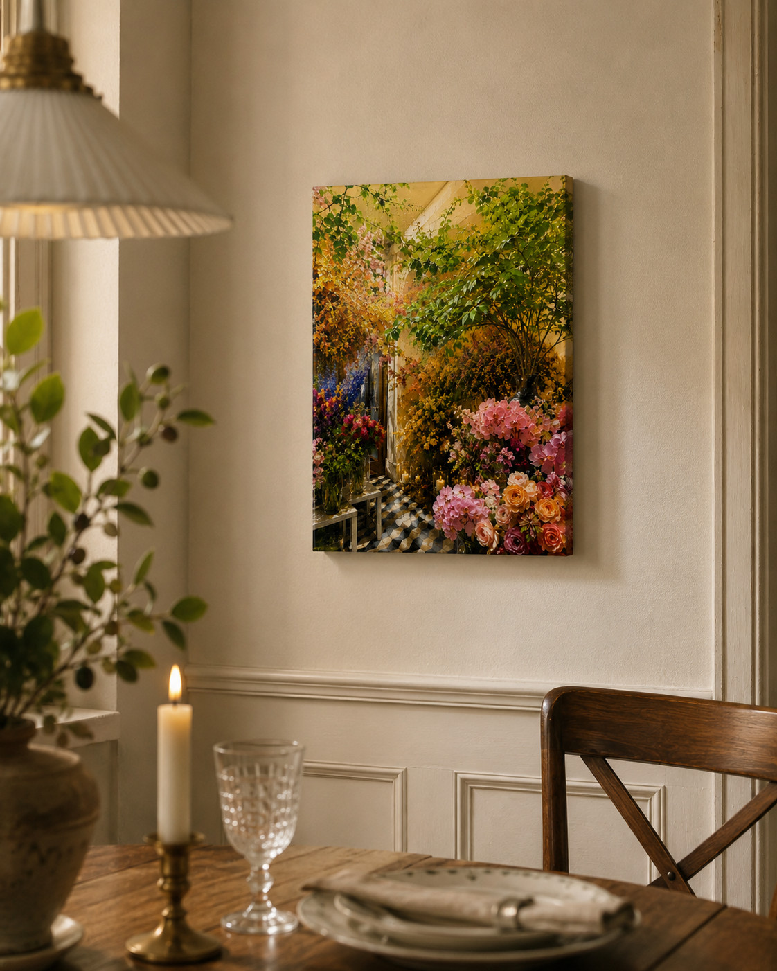 Wallvibe 16×24 Inch Vintage Flower Shop Canvas Wall Art, Painterly Floral Market
