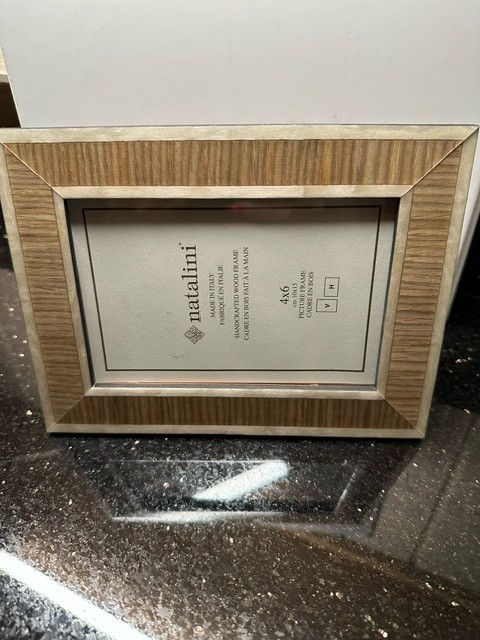 4×6 NATALINI PHOTO/PICTURE FRAME TAUPE w/IVORY TRIM