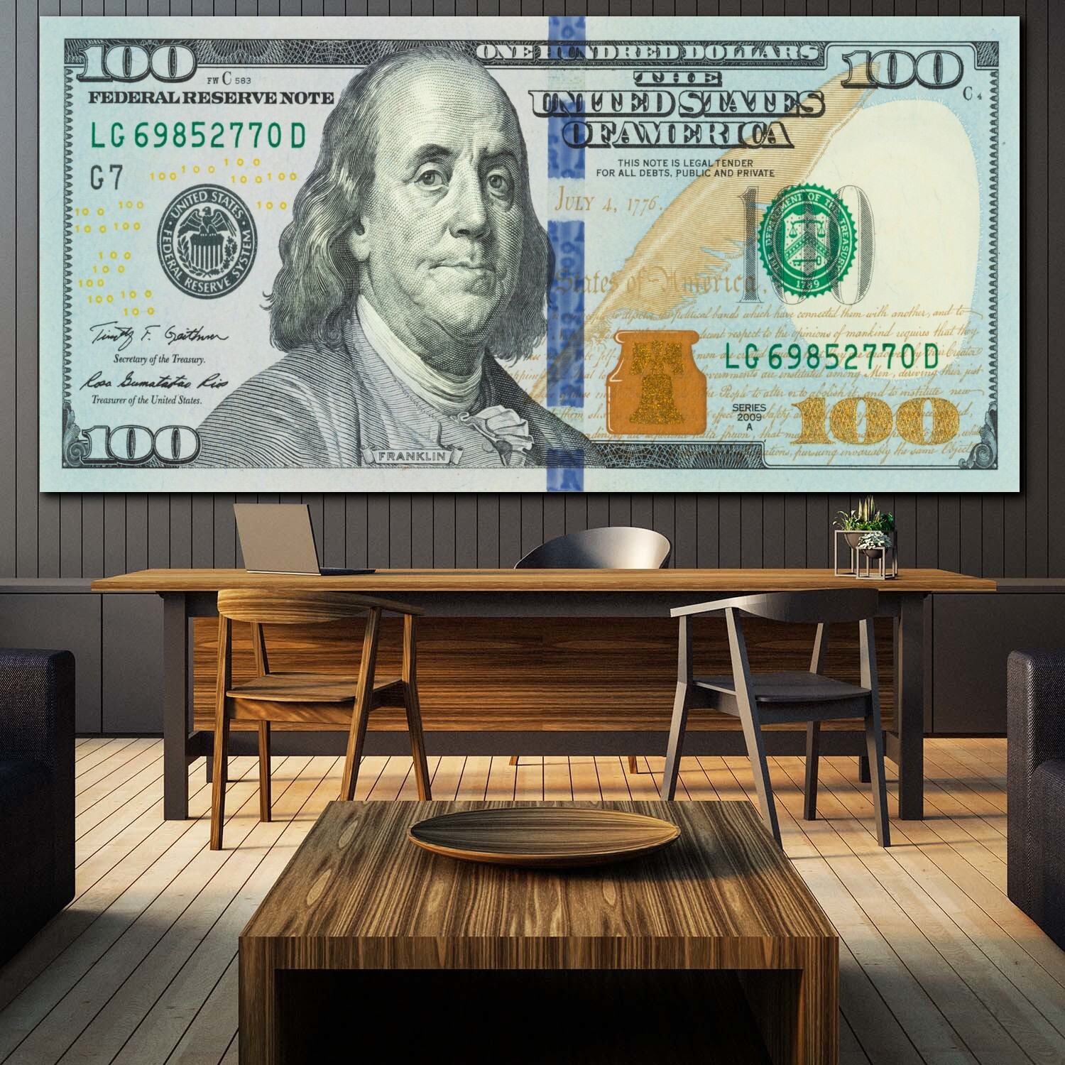 $100 Dollar Bill Money Motivation Success Work Home Wall Art Decor POSTER CANVAS