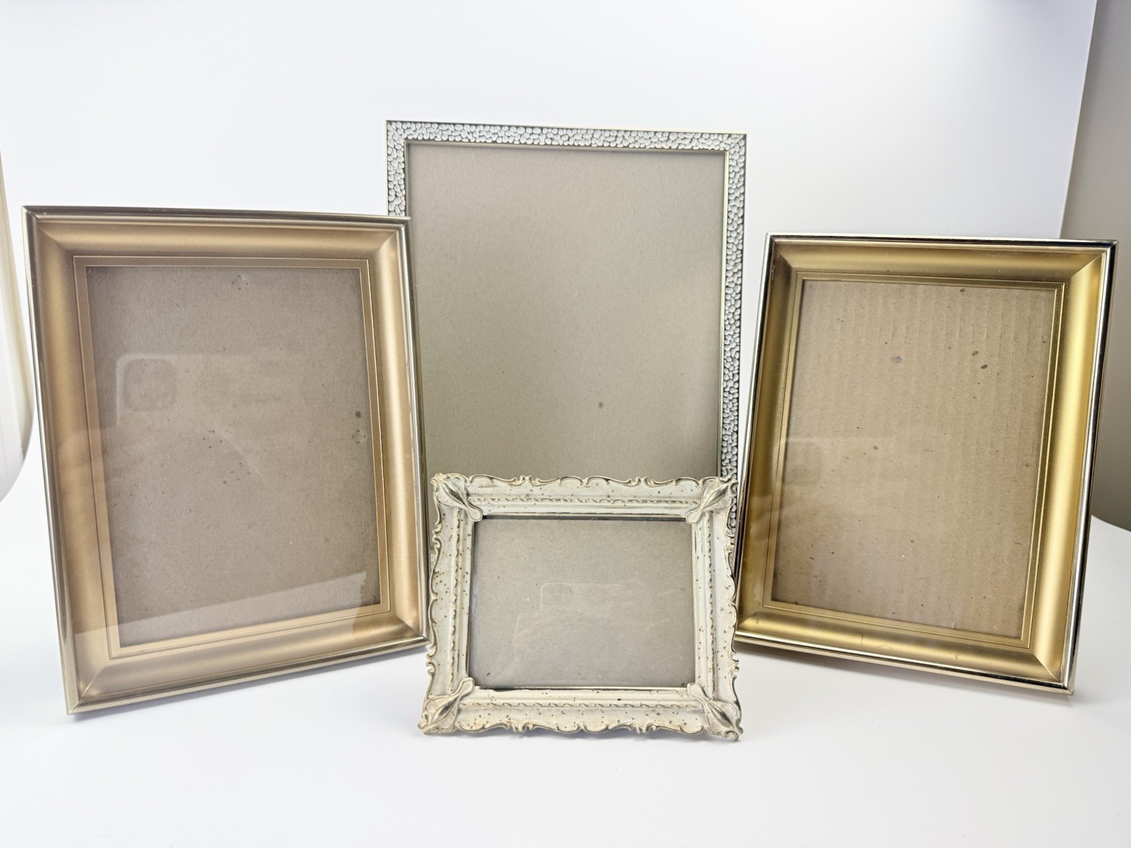 Vintage Picture Frame Lot Of 4 Metal Gold Tone MCM Mixed Varies Ornate P129