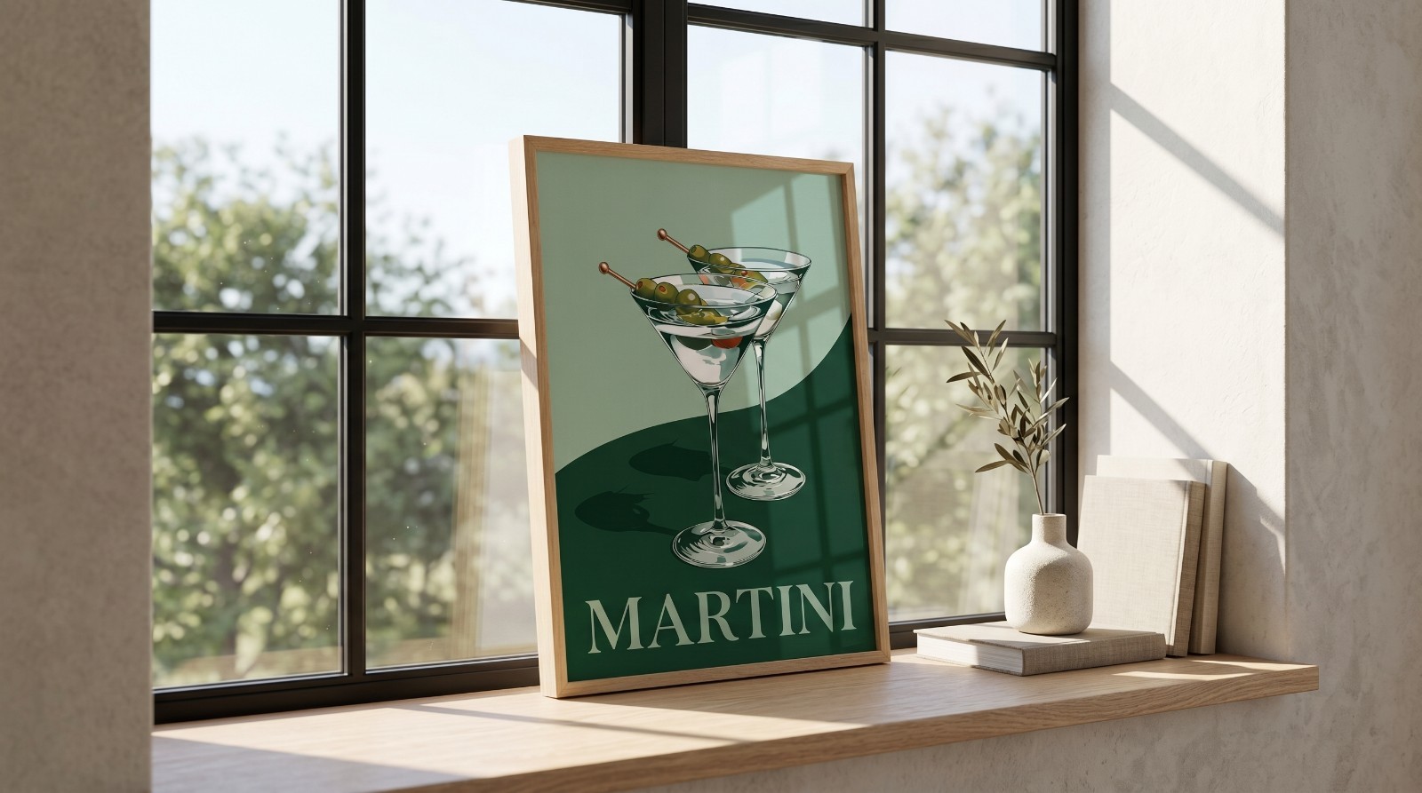 Vintage Martini Art Print Retro Cocktail Poster Mid Century Modern Wall Decor