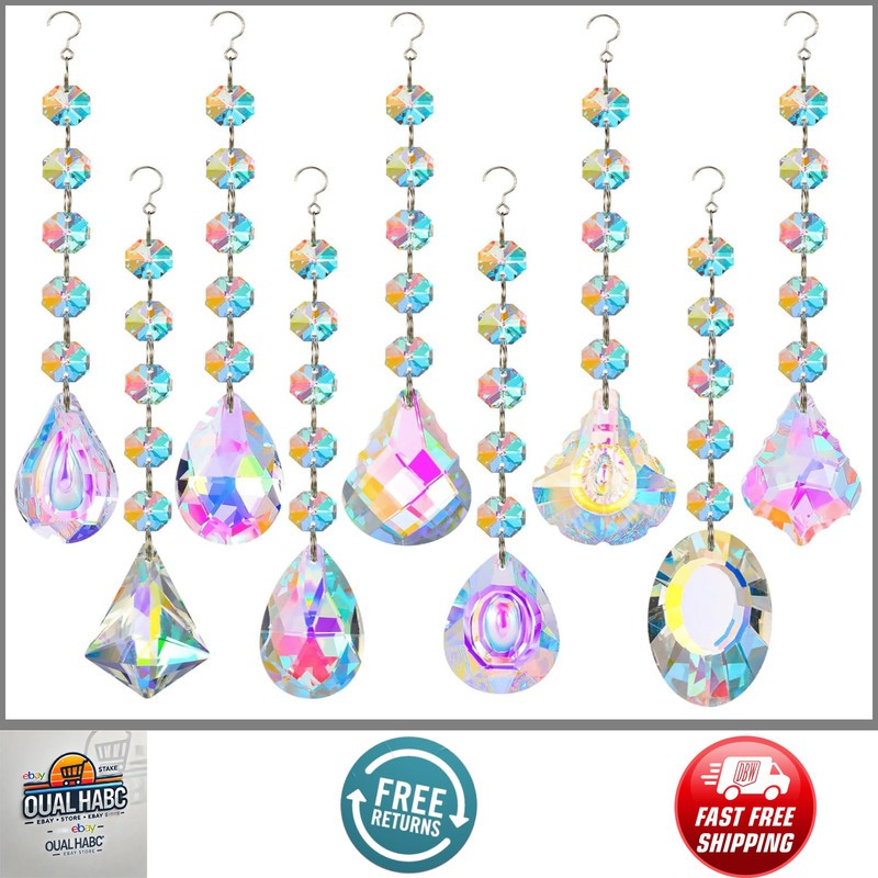 9Pcs Crystal Sun Catcher Prism Balls Rainbow Maker Hanging Decor Home Window