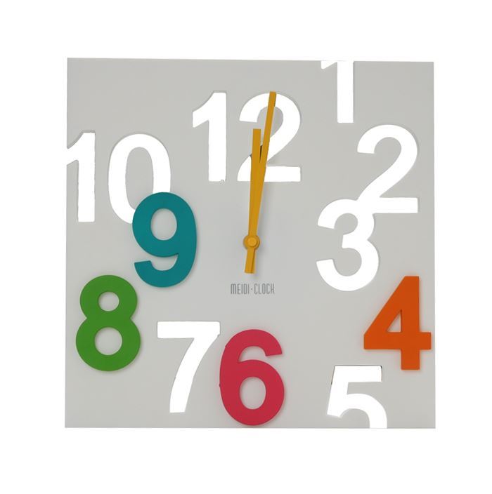 Colorful Modern Contemporary Wall Desk Clock with Hollowed-Out Numbers 3 Colors