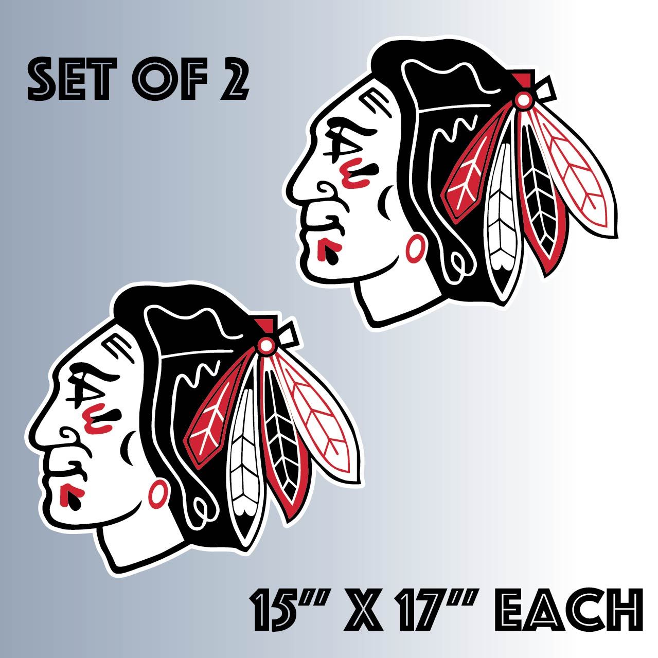 Chicago Blackhawks Crawford MaskChic Vinyl Sticker Decal Cornhole Set of 2 (17″)