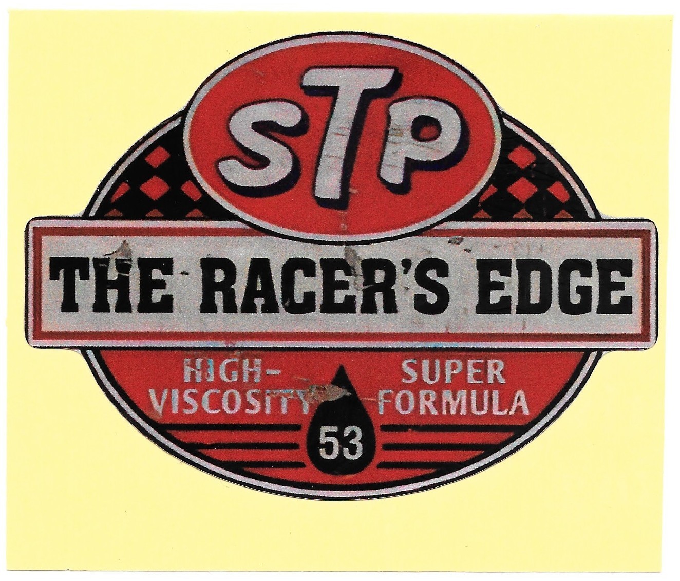 STP The Racers Edge Vintage Racing Vinyl Sticker Distressed Retro Decal 53 Oil