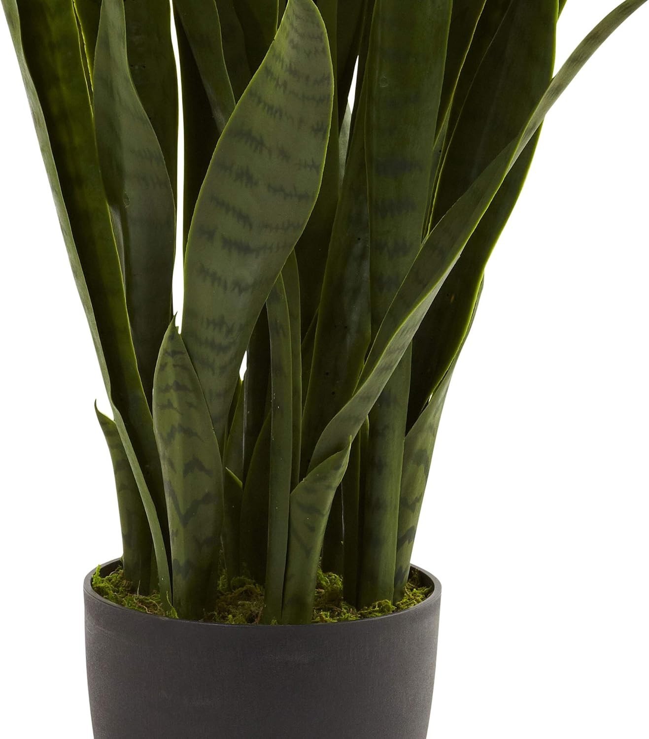 Artificial Snake Plant 35in Faux Greenery Indoor Decor Black Planter