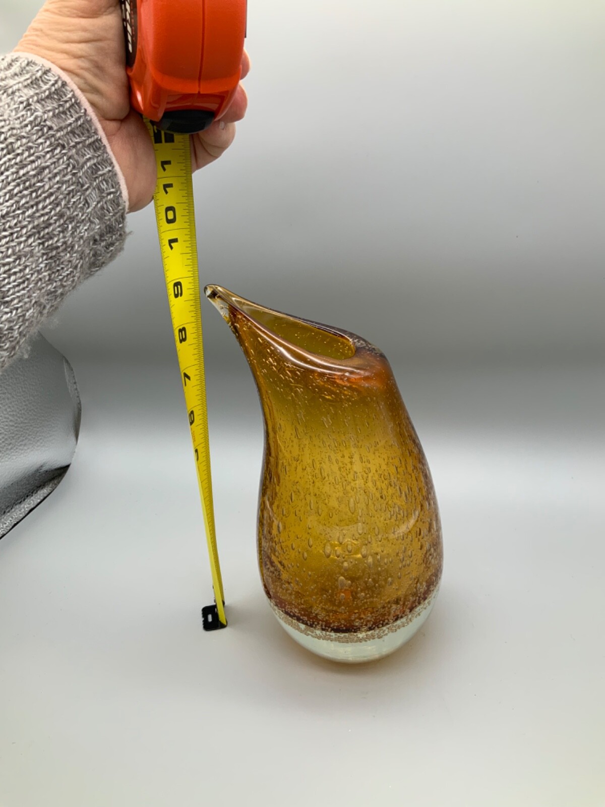 Vintage Amber Glass Bullicante Vase Heavy 3 lb. 9 oz. Home Essentials style 1806