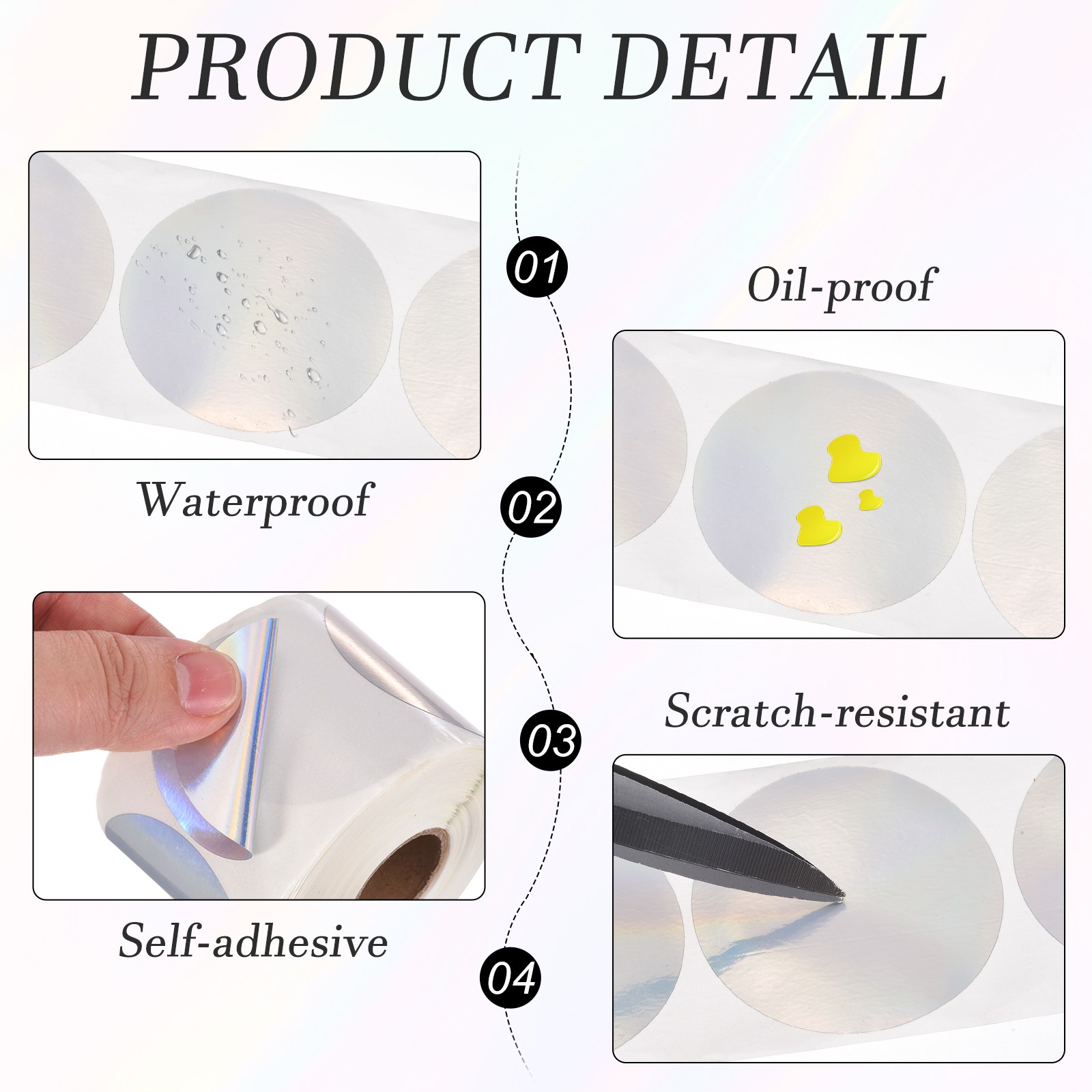 200pcs Round Thermal Label 1.5×1.5″ Self-Adhesive Thermal Stickers Silver