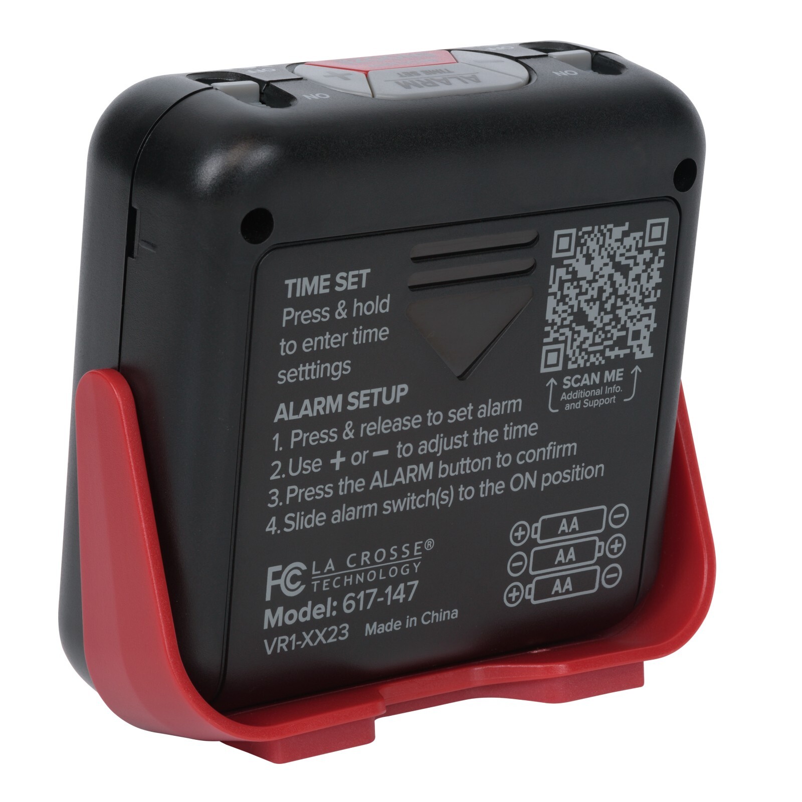 617-147 La Crosse Technology BUZZ Vibration Battery Powered Digital Alarm Clock