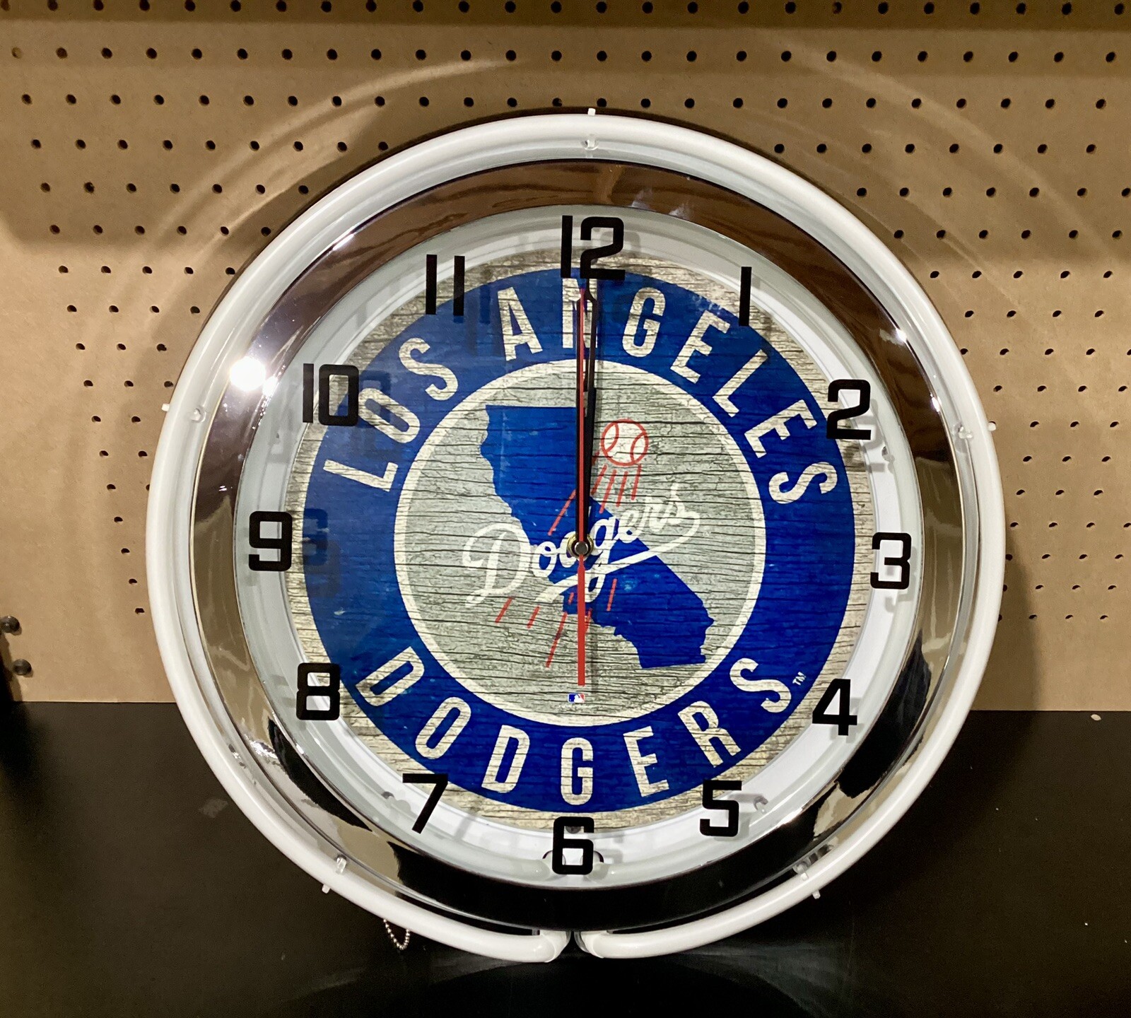 Dodgers Double Neon Clock 18” In Diameter X 5.5 “ Deep