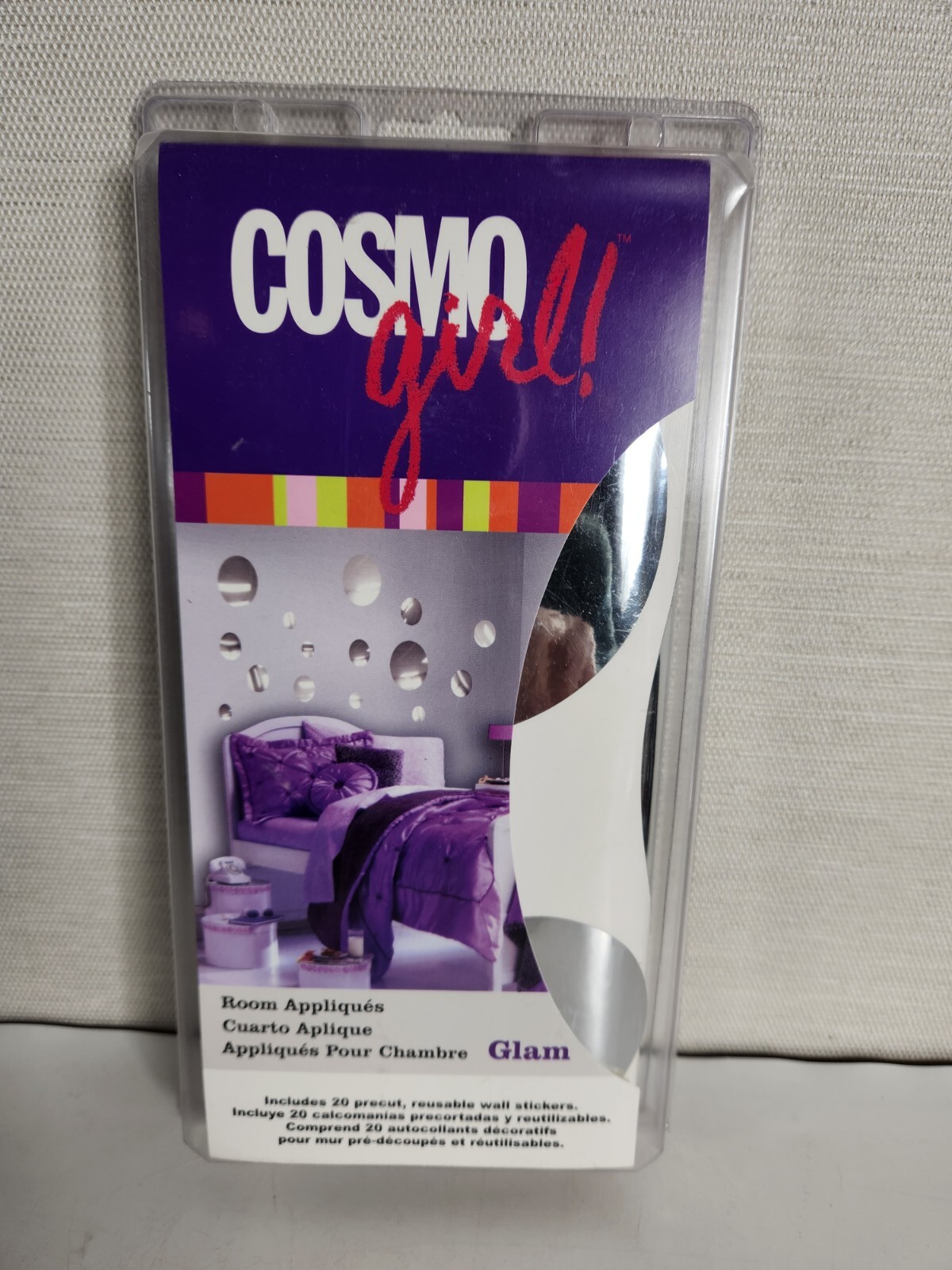 Cosmo Girl Silver Reflective Circle Room Appliques 20 Ct Glam Removable New
