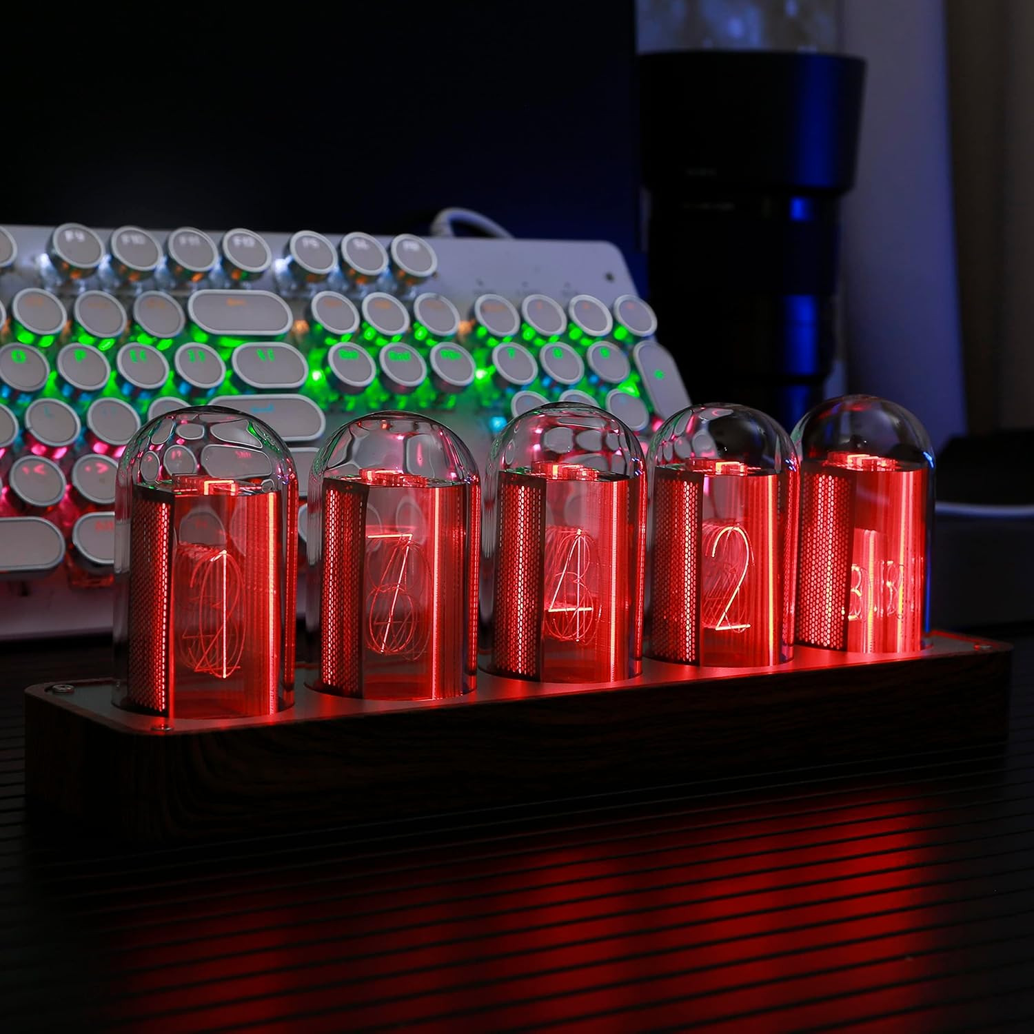 Nixie Tube Clock with Wi-Fi SYNC, Alarm & Timer, 12/24H Display, No Assembly Req