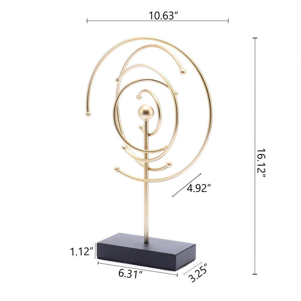 Abstract Celestial Orbit Gold Metal and Black Base Tabletop Decor