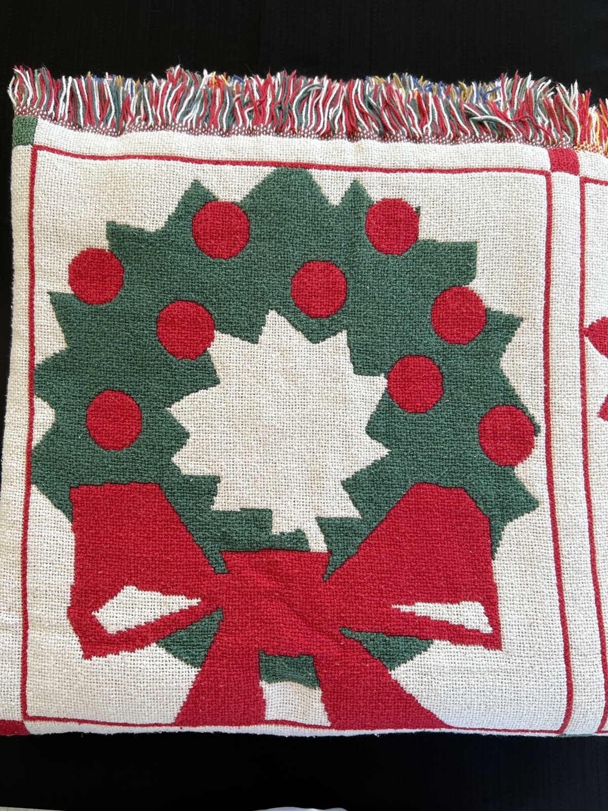 Christmas Woven Blanket Ginger Bread Man, Candy Cane, Wreath, Sled Throw 46×66