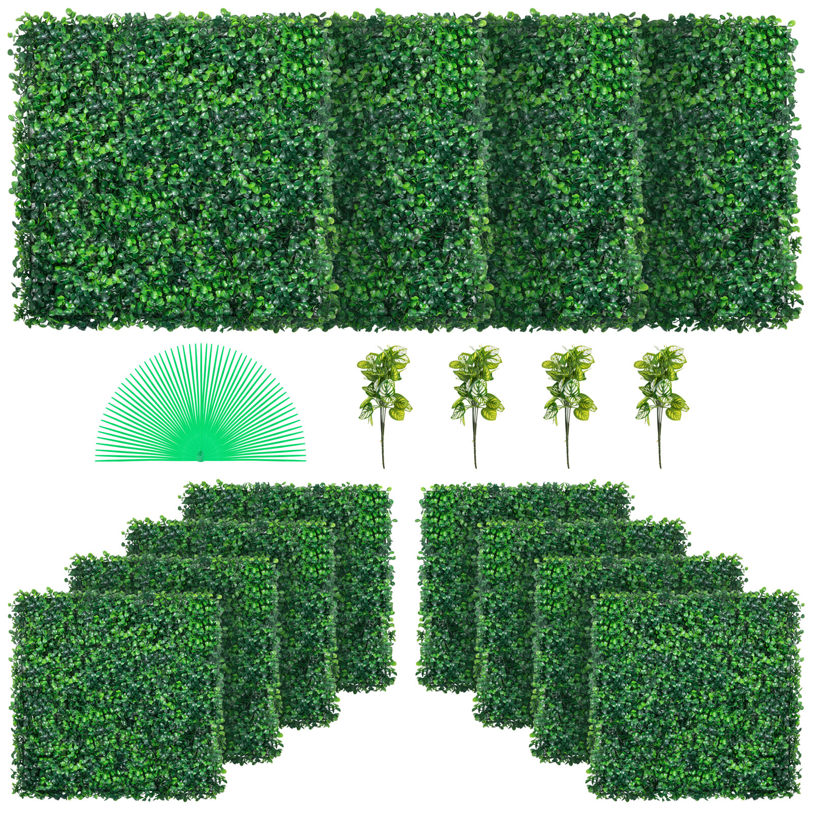 12pcs 20×20″ Artificial Boxwood Wall Hedge Mat Plant Panels Outdoor Grass Fence