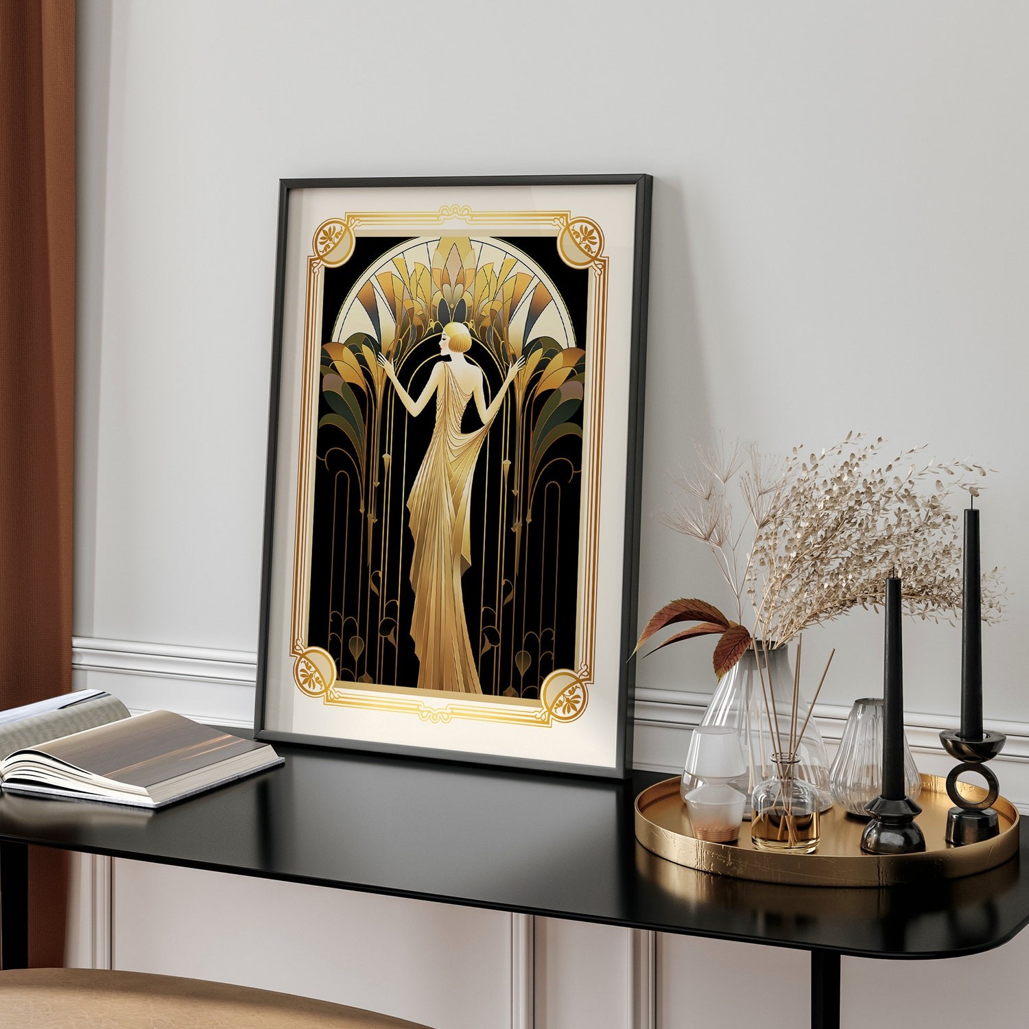 Art Deco Woman Poster – Vintage Floral Art Nouveau Wall Print