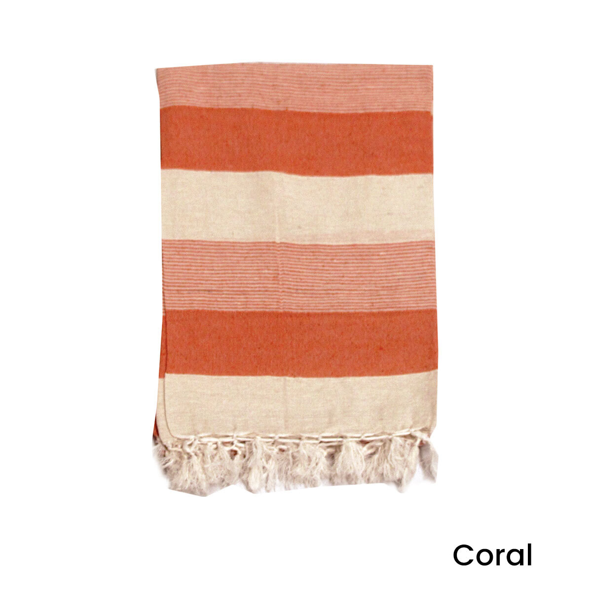 Rustica Cotton/Polyester Texture Striped Large Throw/Bed Runner 130 x 200 cm