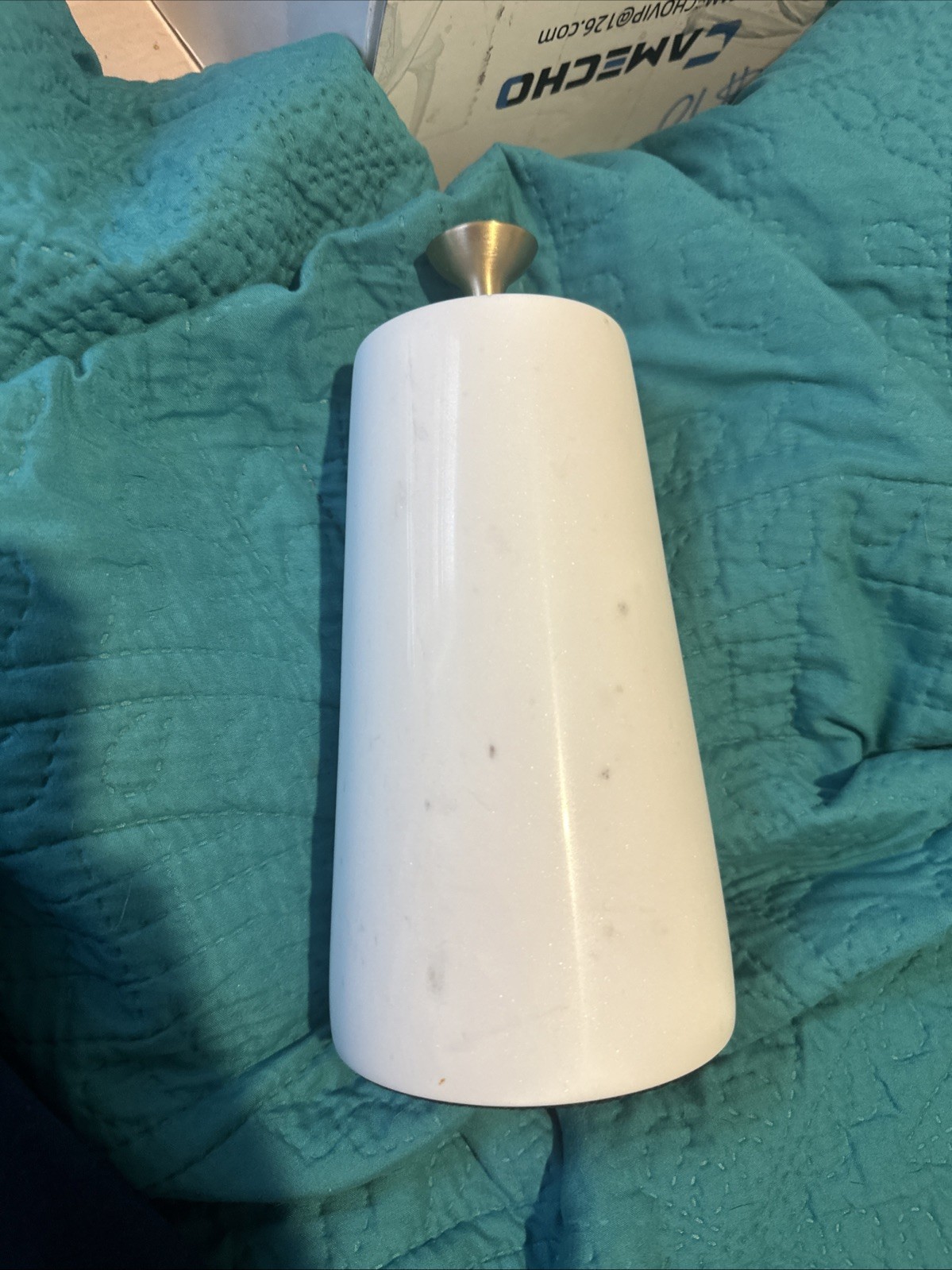 Lukytme Solid Marble Decorative Heavy-Duty Doorstop or Booke End, Brass Handle