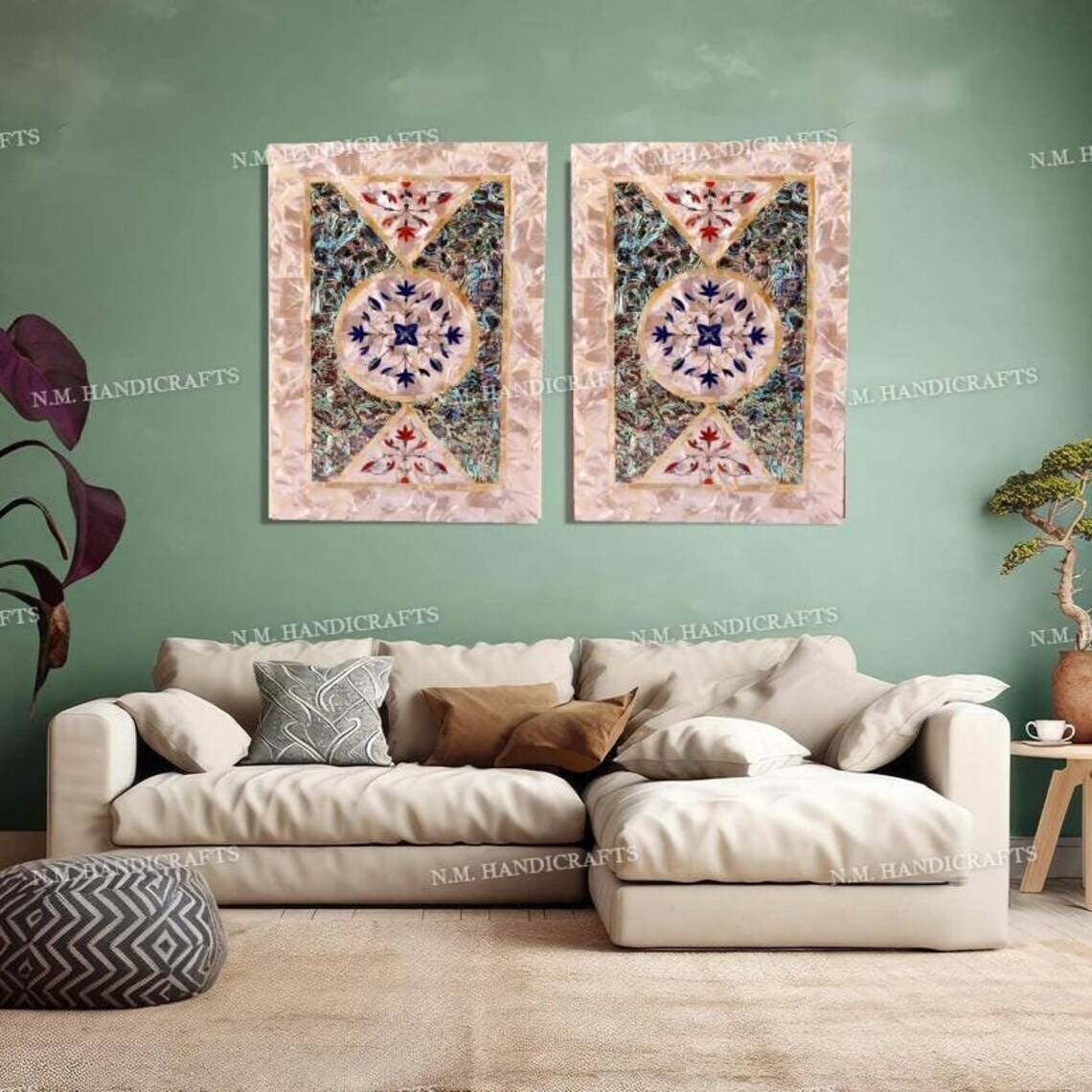 Marble Wall Panel Mop Pietra Dura Wall Hanging home decor art & collectibles