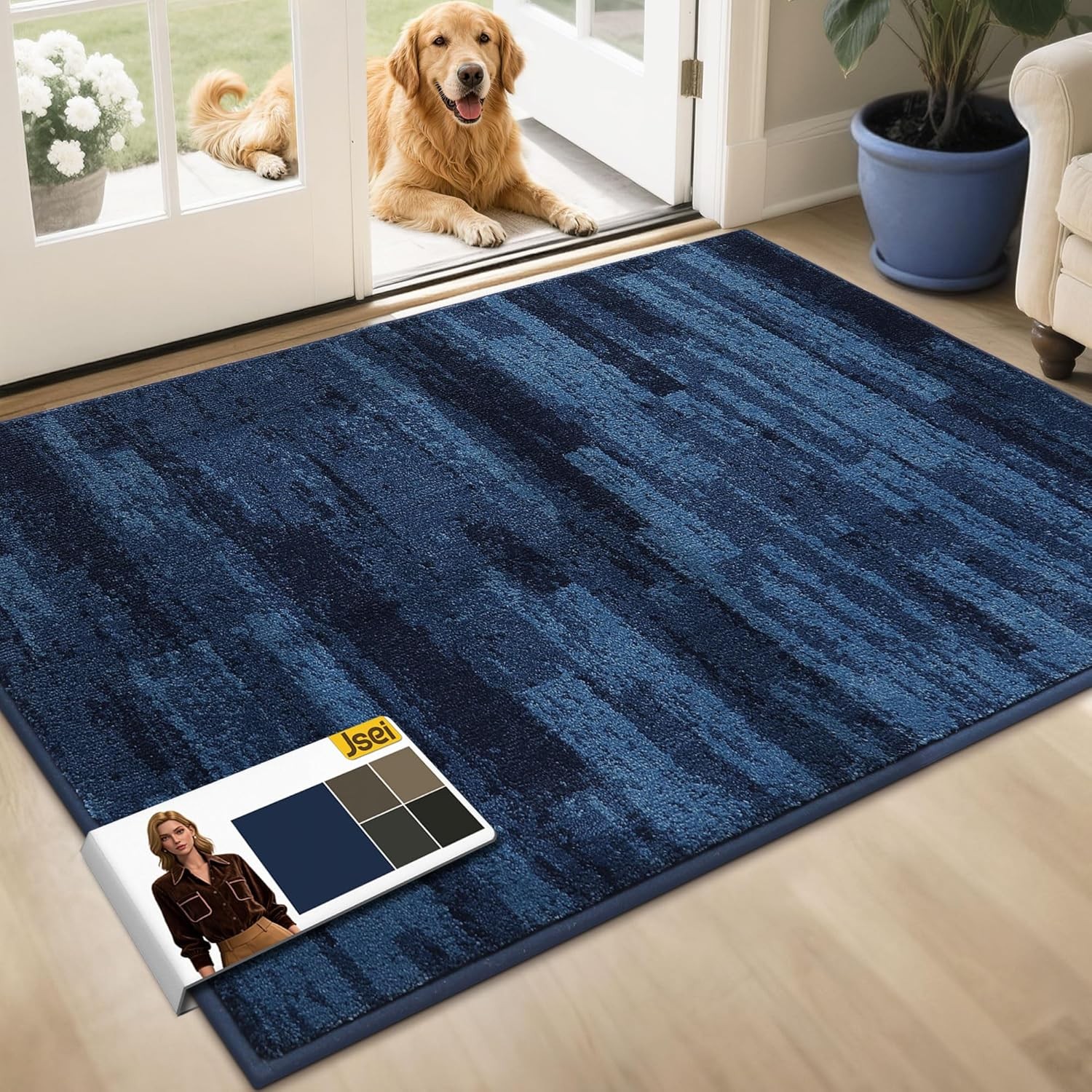 Dirt Trapper Door Mat 32″x48″, Non-Slip Doormats Washable Entryway Mat, Welcome