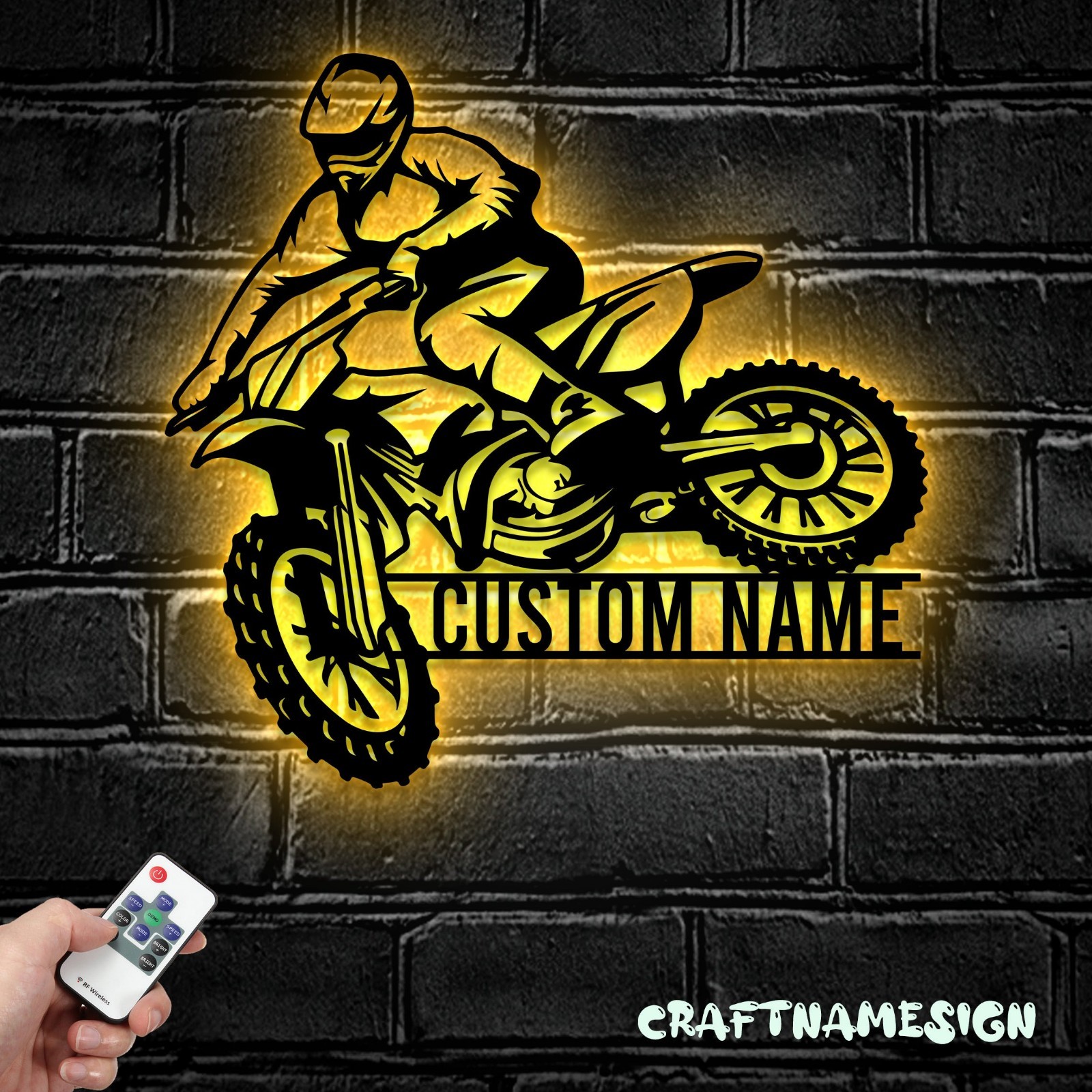 Personalized Motocross LED Metal Sign Custom Dirt Bike Wall Decor