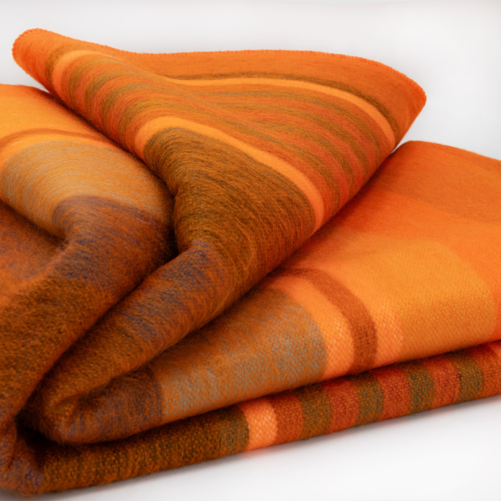 LUXURIOUS STRIPED ALPACA WOOL BLANKET 96×67 IN WARM ORANGE & EARTHY TONES