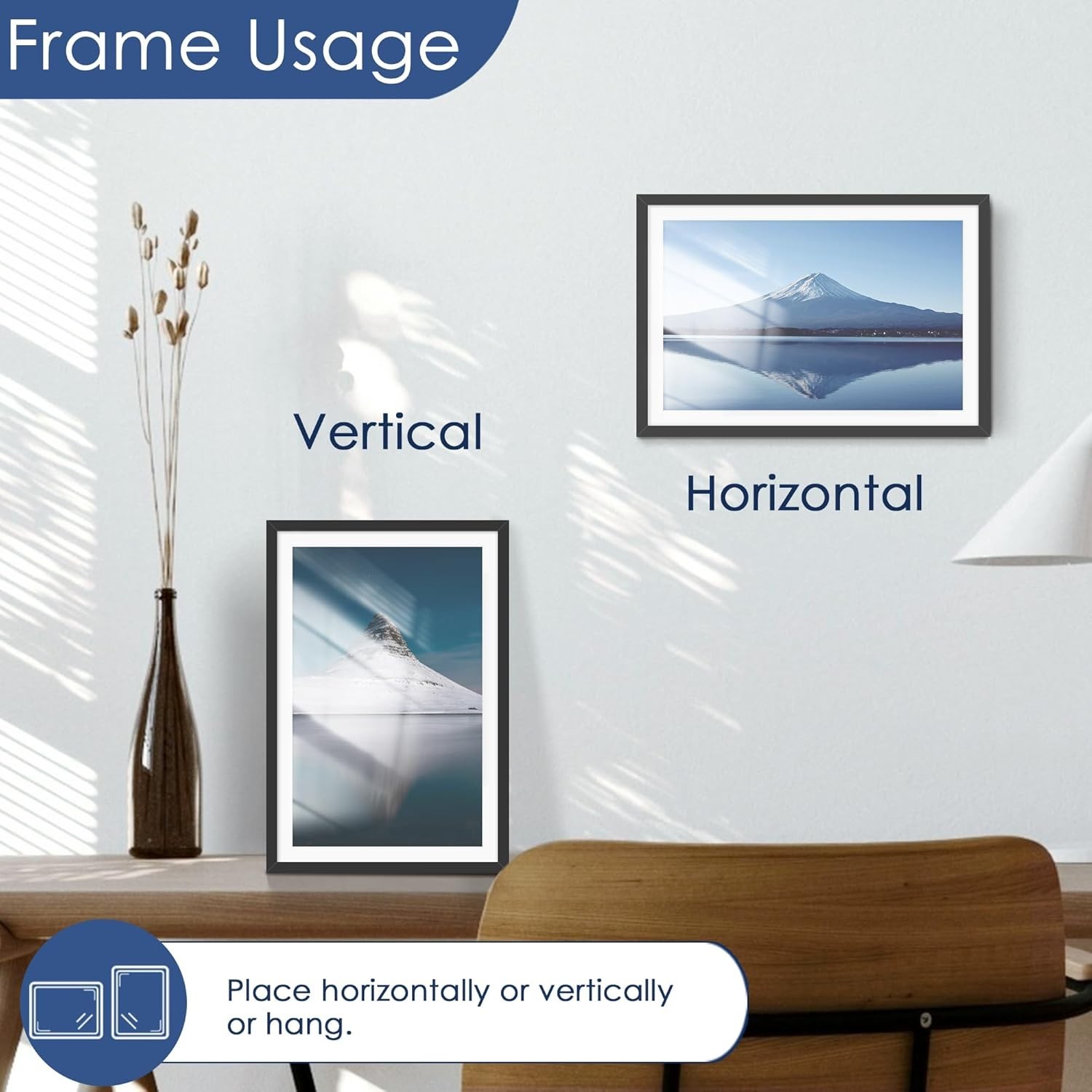 12×18 Picture Frame Set of 6, Display Pictures 11×17 with Mat or 12×18 withou…