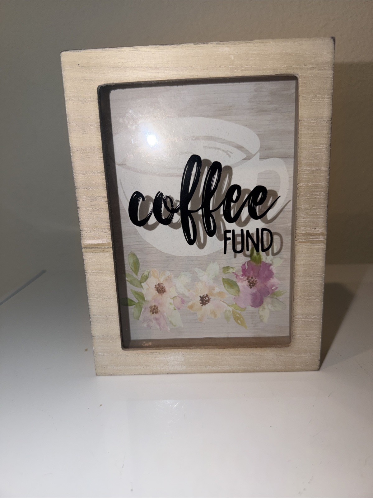 New Coffee Fund Shadow Box Piggy Bank Home Decor Coins Funds Office