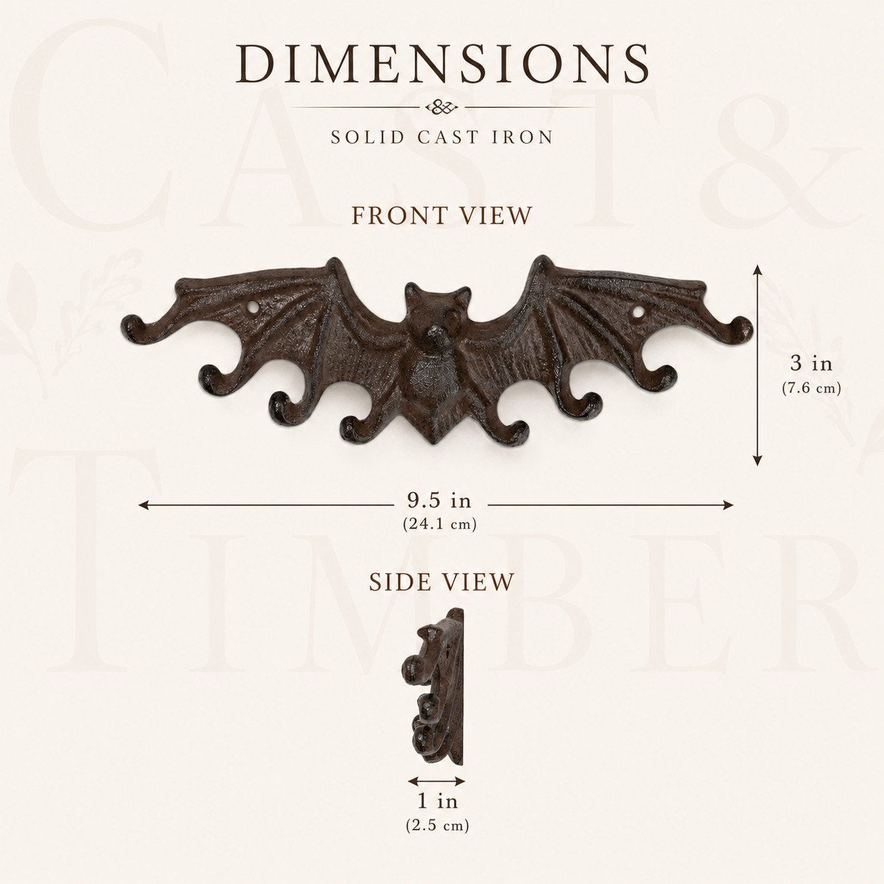 Austin Bat Wall Hook – Rustic Cast Iron Key Holder, Gothic Decor Gift for Bat Fa