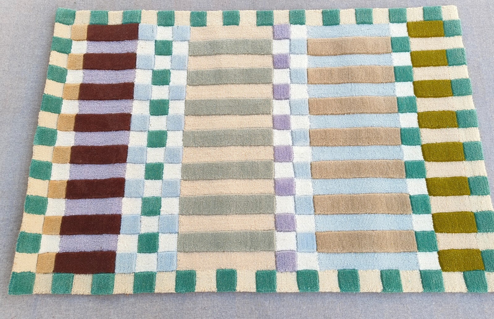 Hoxton Hand-Tufted Wool Rugs Modern Geometric Design Checkered Pattern Carpets