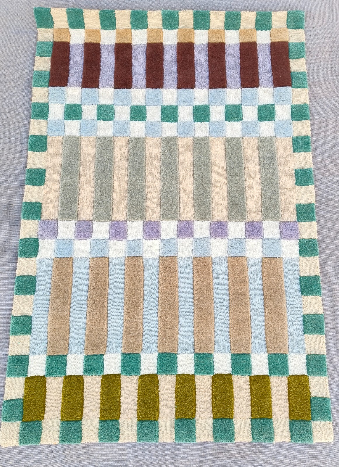 Hoxton Hand-Tufted Wool Rugs Modern Geometric Design Checkered Pattern Carpets