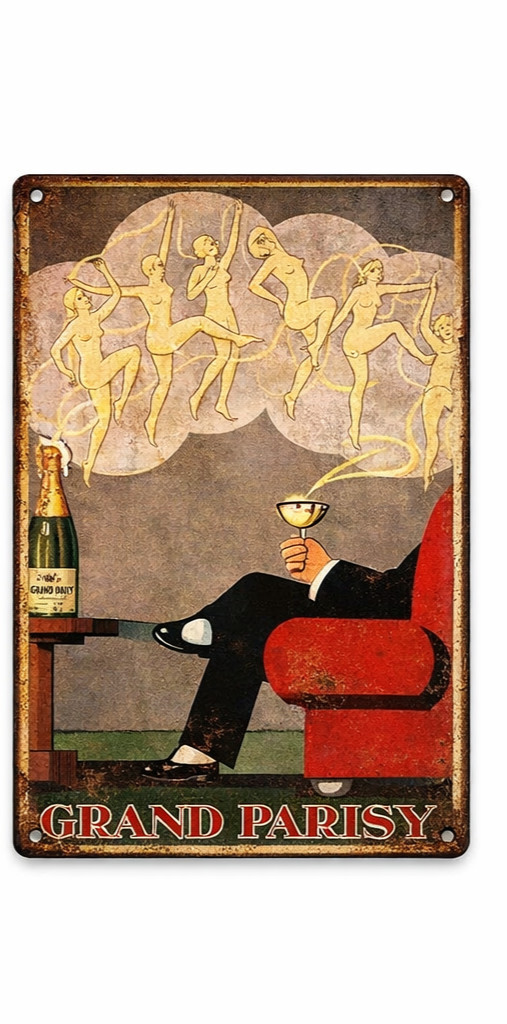 Champagne Grand Parisy 1930 Dreams Classic Vintage Retro Art 8×12 Metal Sign