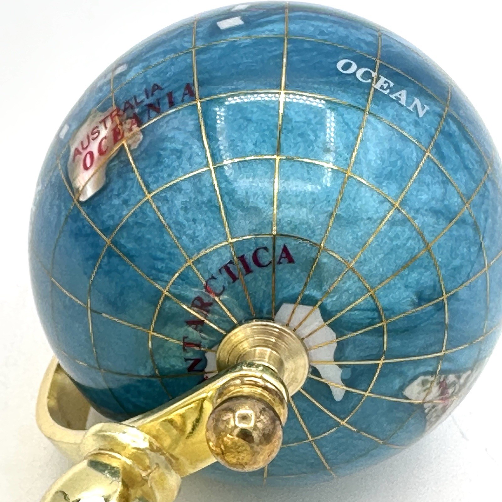World Globe Table Top Rotating Gemstone Light Blue Lapis 5 1/2” X 3” Desktop