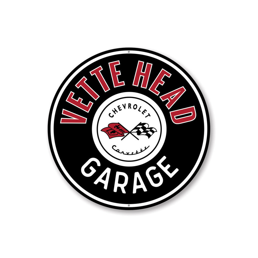 Vette Head Garage Car Home Decor, Personalized Metal Sign