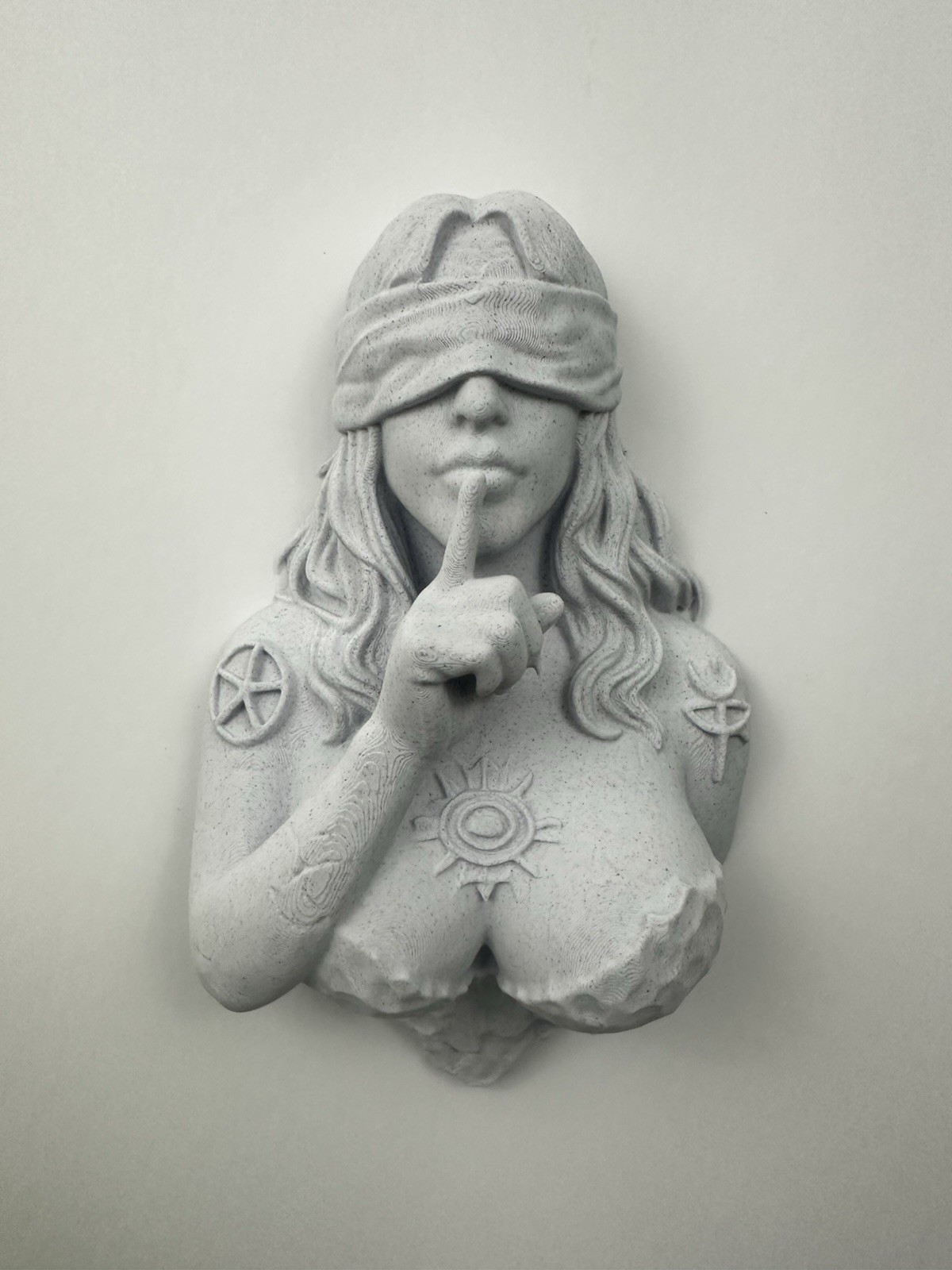 Mystical Blindfolded Oracle Wall Sculpture Gothic Occult Decor Woman Wall Art 9”