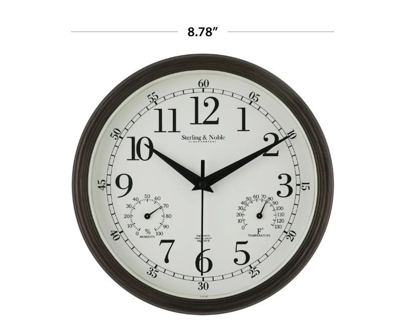 Mainstays 8.75″ Indoor/Outdoor Antique Bronze Round Arabic Analog Wall Clock
