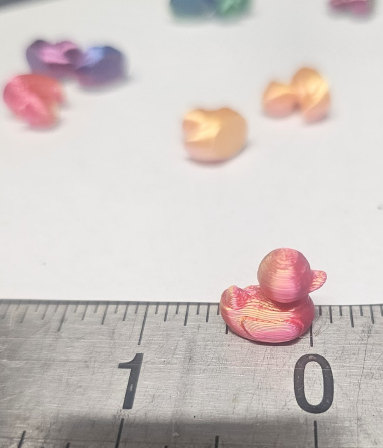 Assorted 3D Printed Mini Ducks Figurines, Shiny Gradient Color (12 pc Lot)