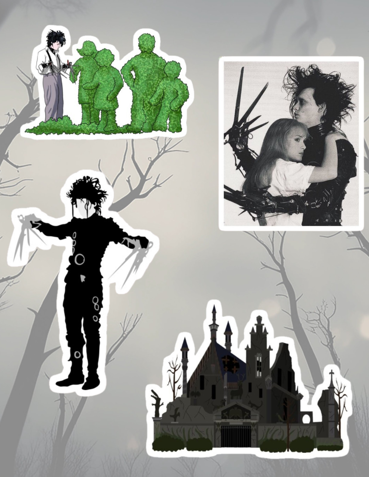 Edward Scissorhands 90’s Movies 4pc Sticker Pack