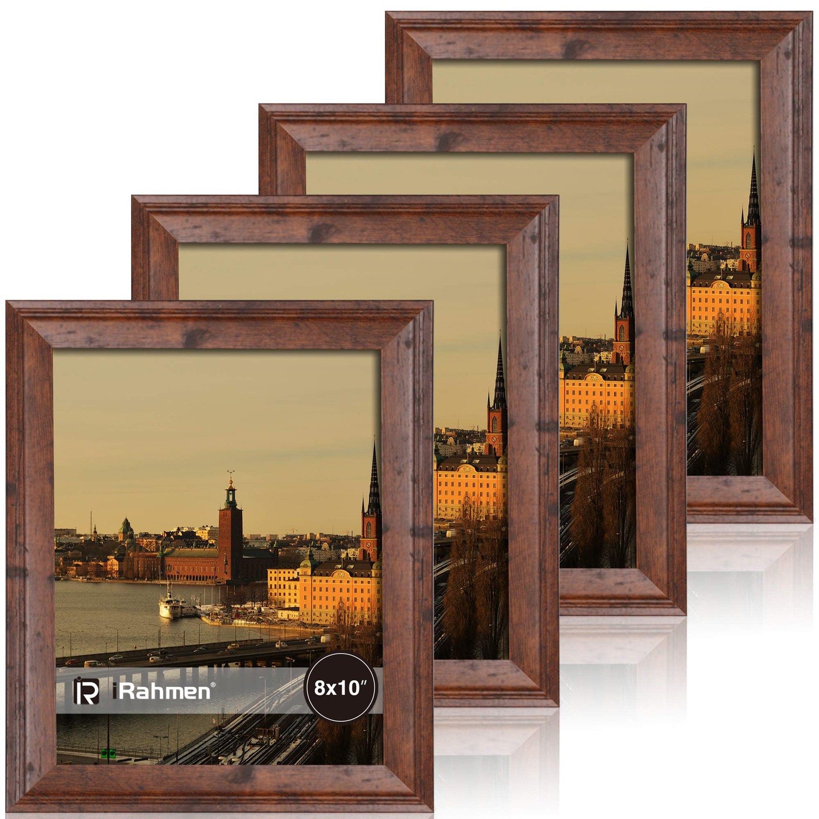 iRahmen 8×10 Picture Frame Set of 4, Brown Rustic Vintage Photo Frame with Re…