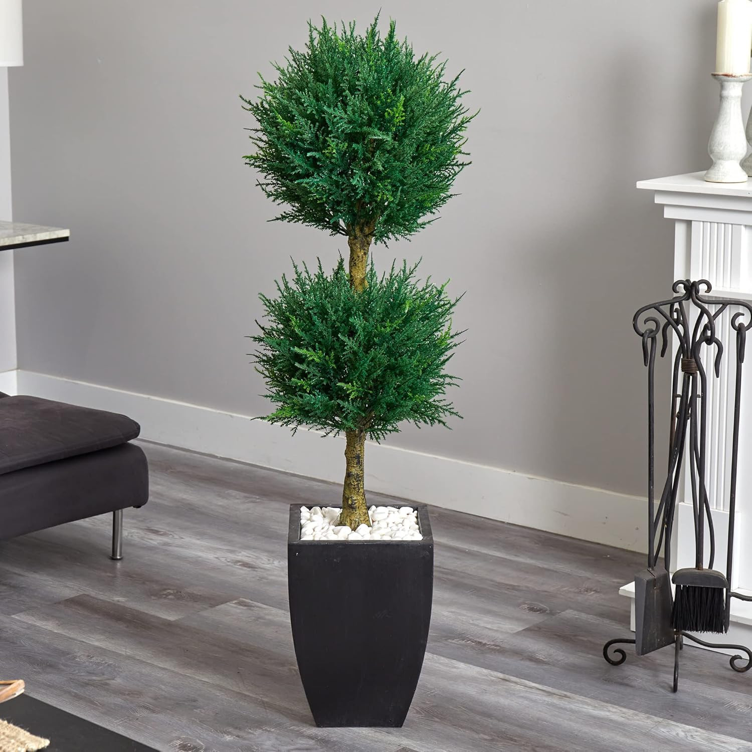 4.5Ft UV Resistant Cypress Topiary in Elegant Black Planter for Indoor/Outdoor U
