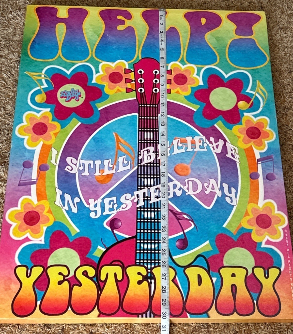 VINTAGE 1985 Radio Days Brand Canvas Wall Print Decor 23”W x 30”H