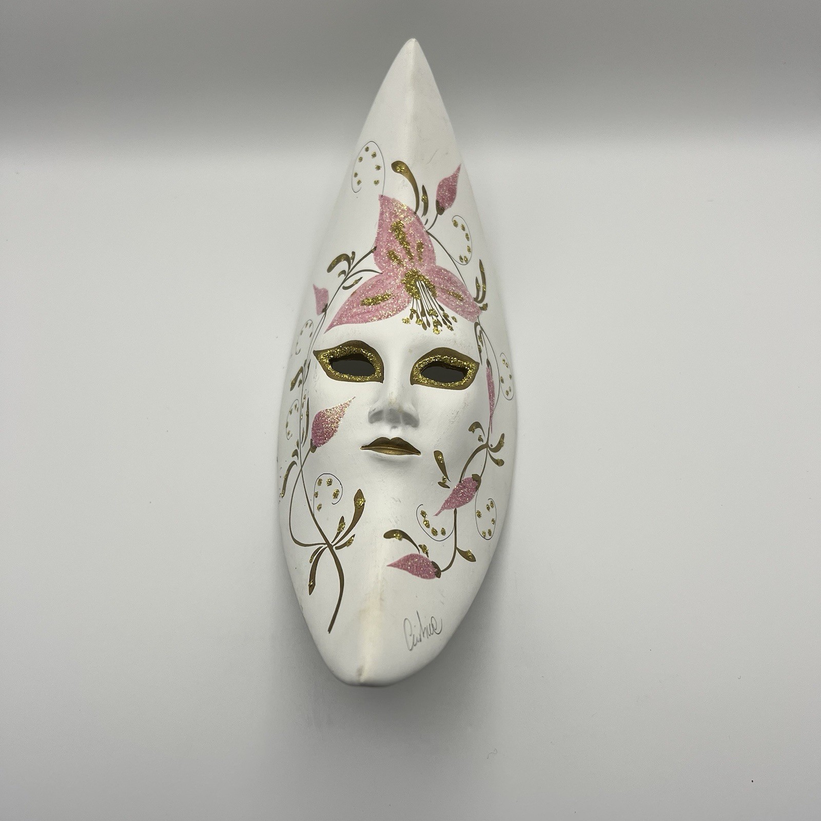 Venetian Style Hand painted Ceramic Crescent Moon Mask Fantasy Wall Decor